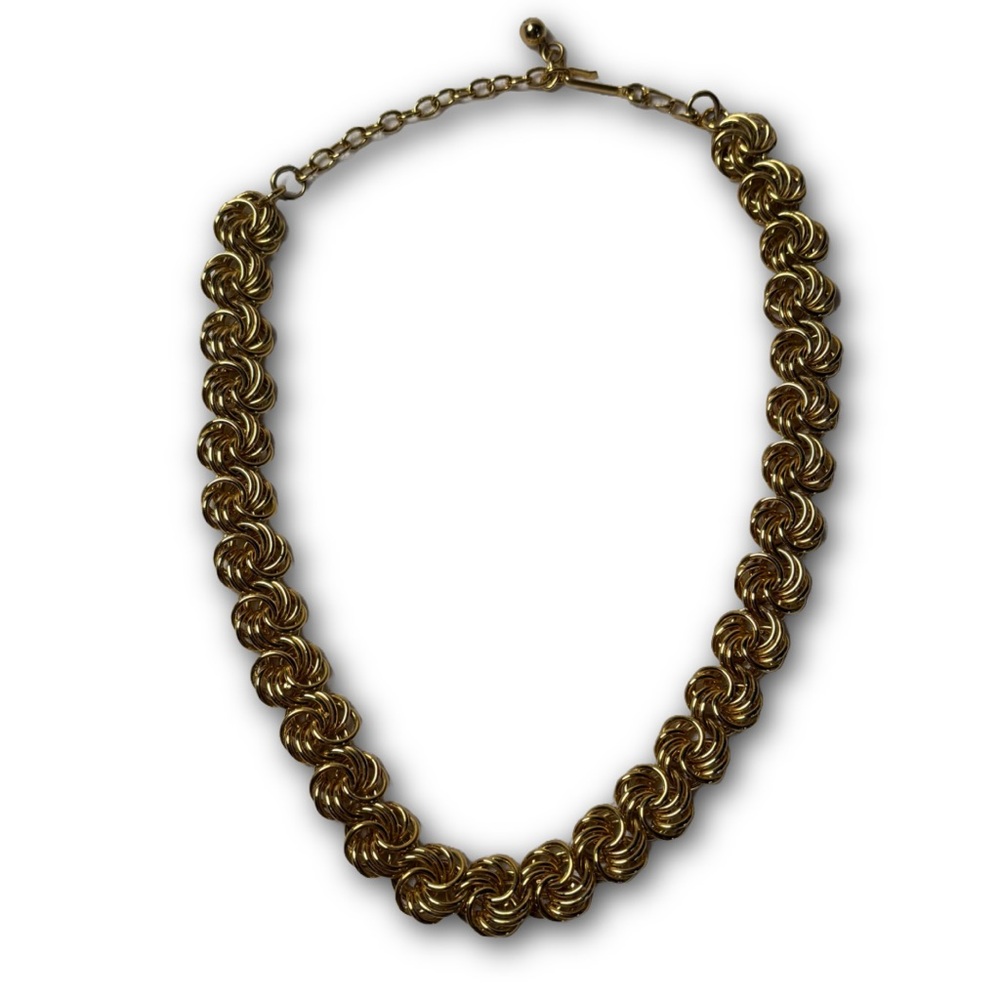 Estate Gold-Tone Textured Link Necklace